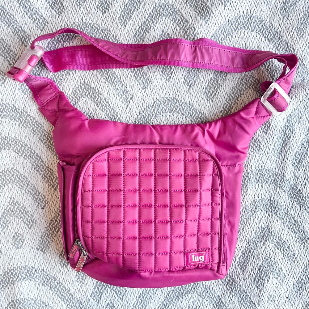 LUG Pink Quilted Sidecar Crossbody Bag Waist Pack